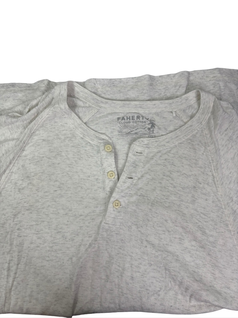 Faherty Cloud Cotton Heather Gray Henley Shirt - Men size XXL